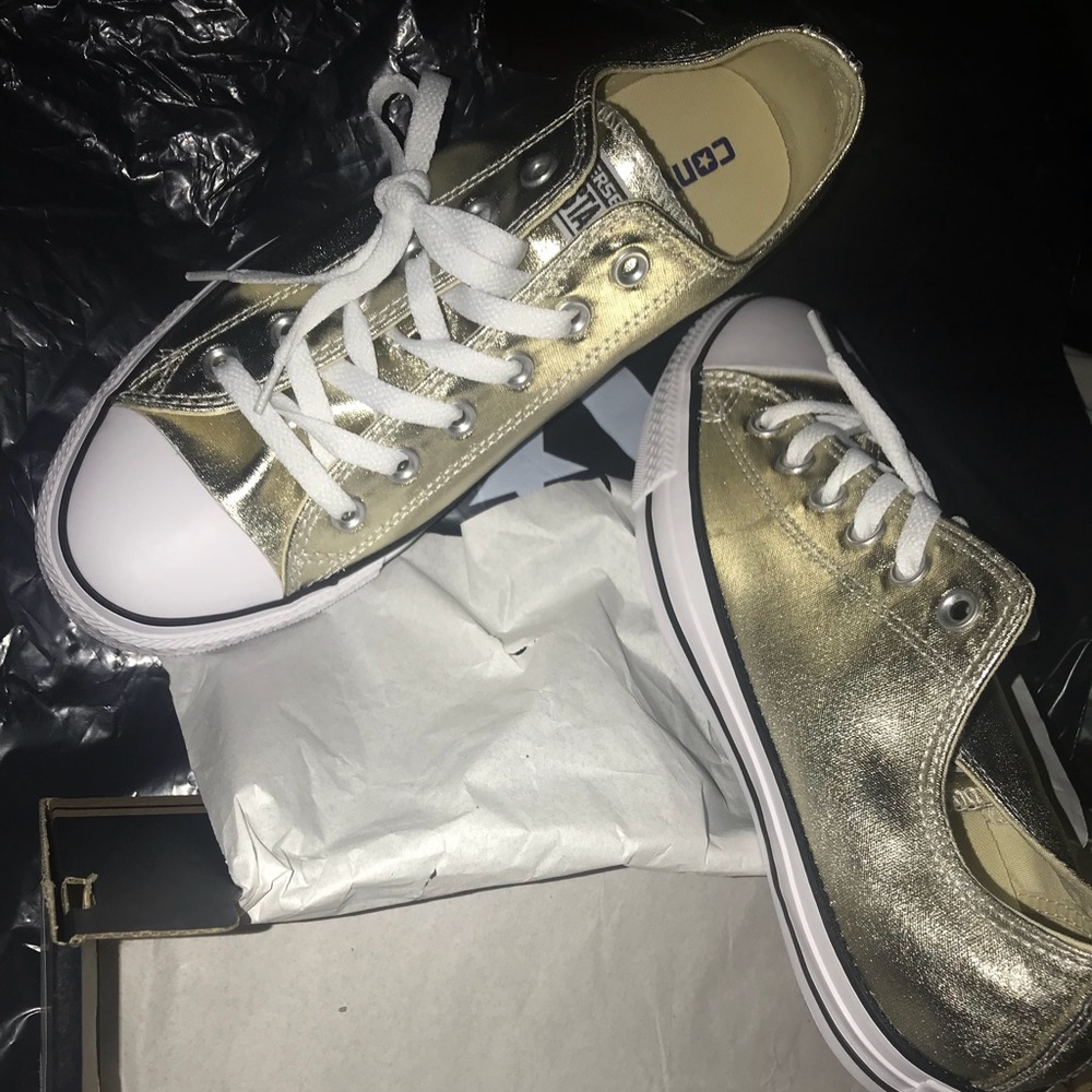 Brand New Metallic Gold Converse